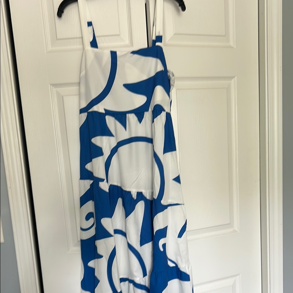 Blue and White Floral Maxi Dress